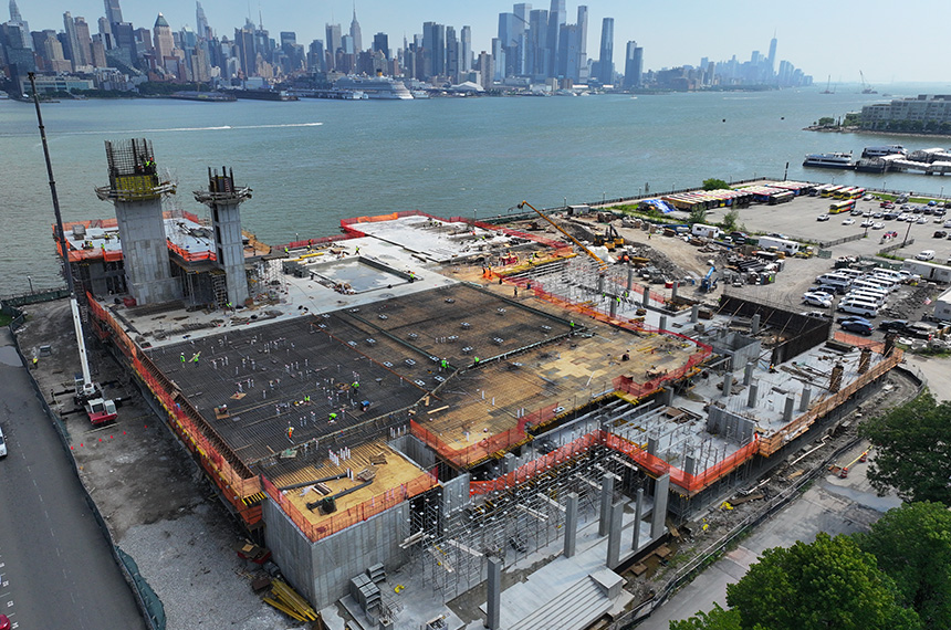 Aerial Drone Shot Riverbend Construction Site