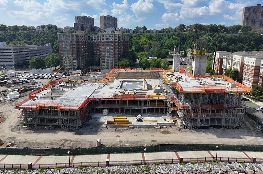 Aerial Drone Shot Riverbend Construction Site