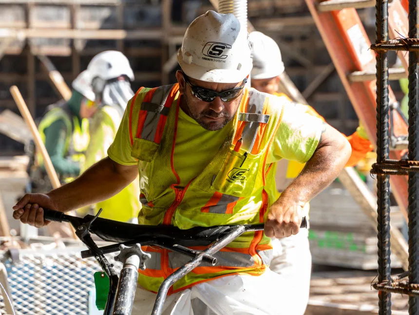 concrete systems worker on site