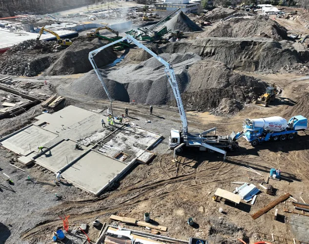 pumping trucks in use